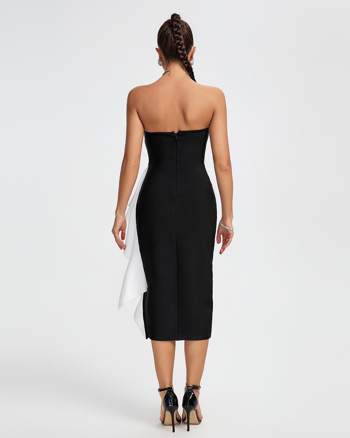 Ocstrade Women Black&White Elegant Cocktail Dress