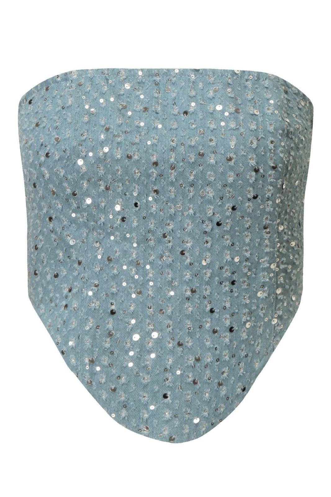 Metallic Denim Strapless Two-Piece