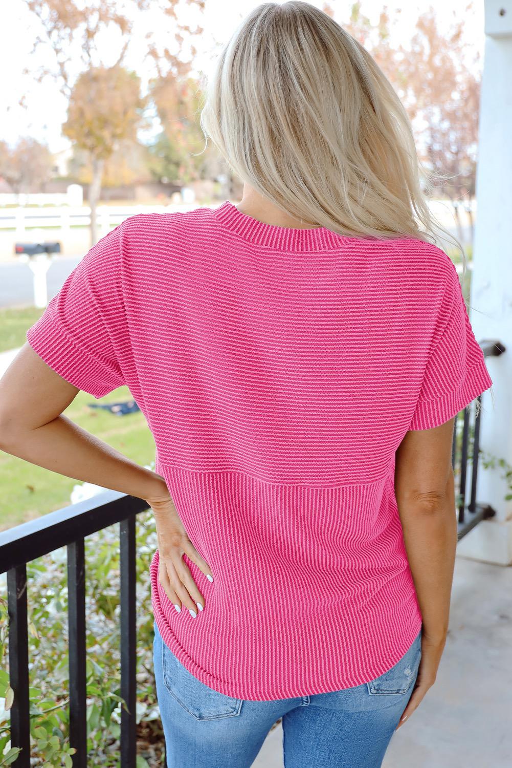 Summer Ready Folded Sleeve Pink Blouse