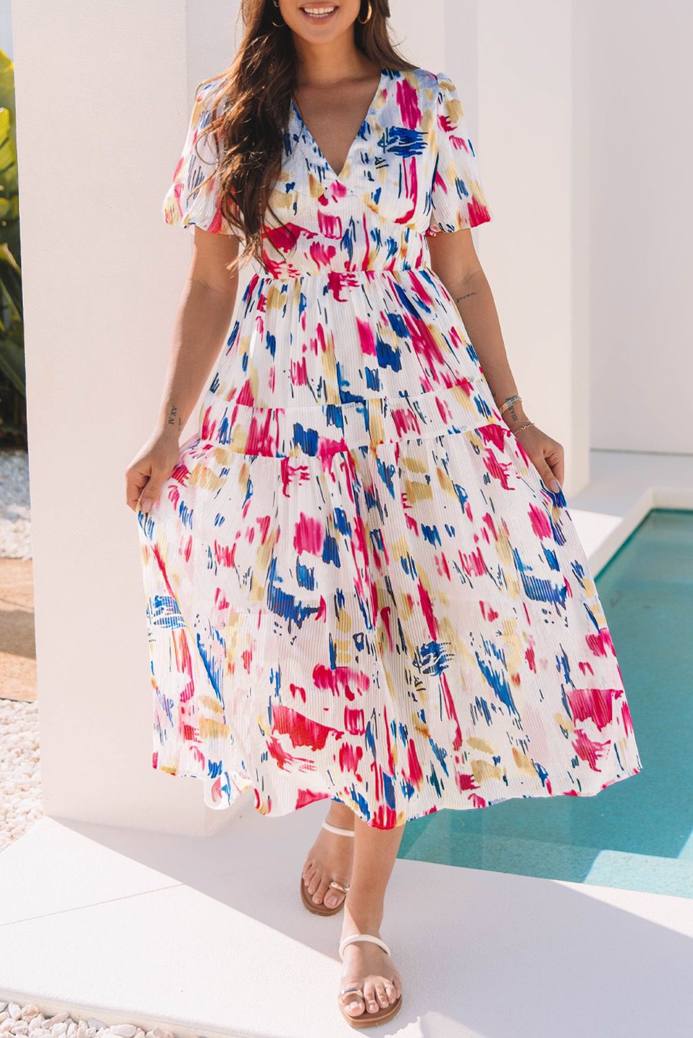 All The Summer Arty White Maxi Dress