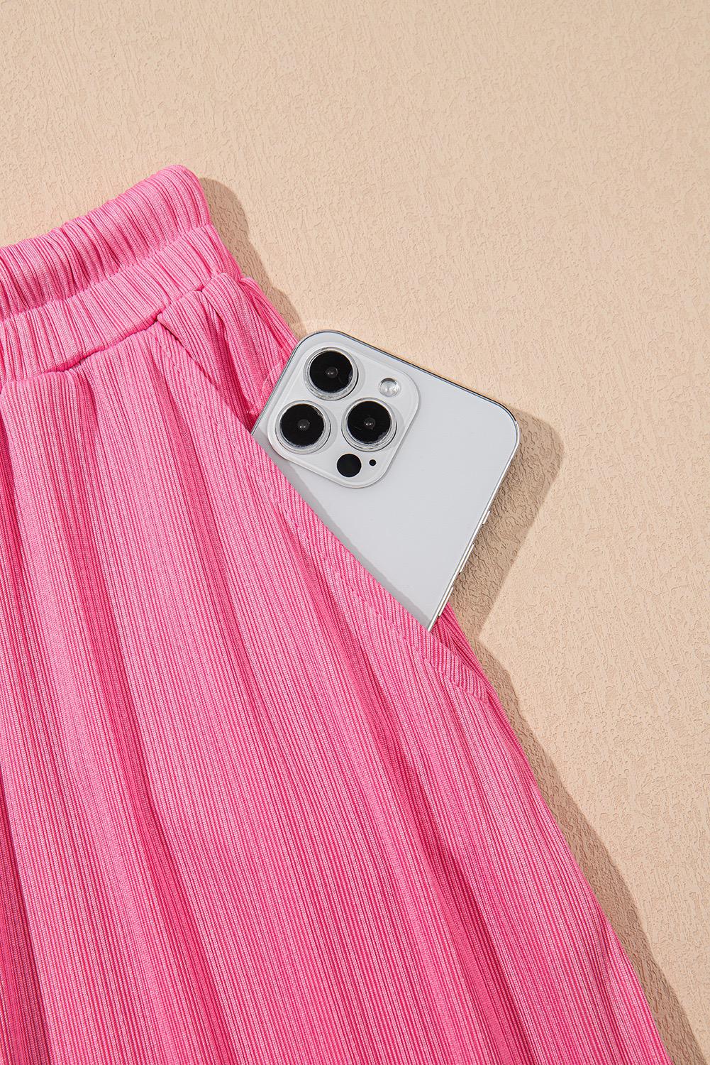 Pink Lady Summer Two-Piece Crop Top and Skirt