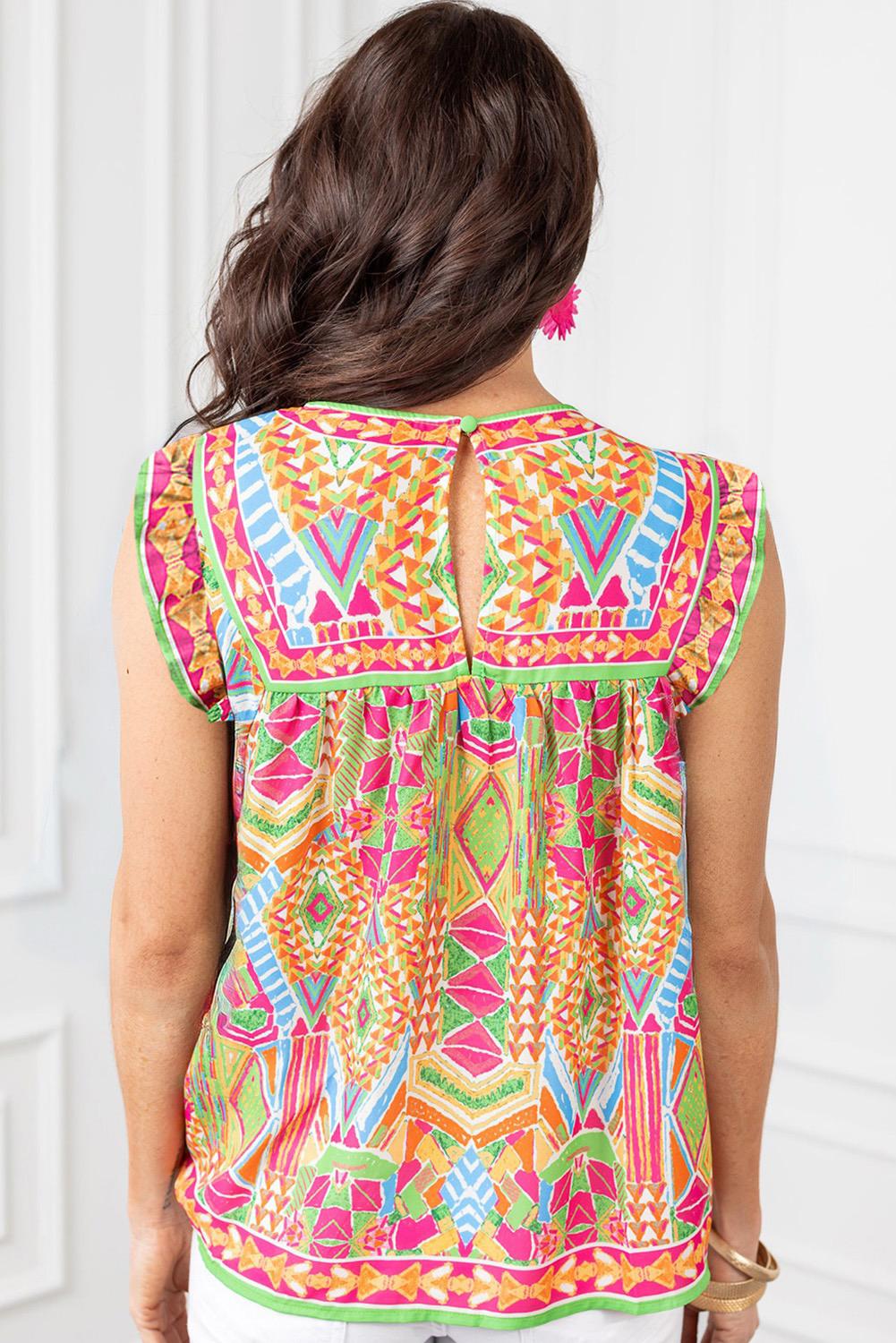 Ruffled Short Sleeve Summer Blouse