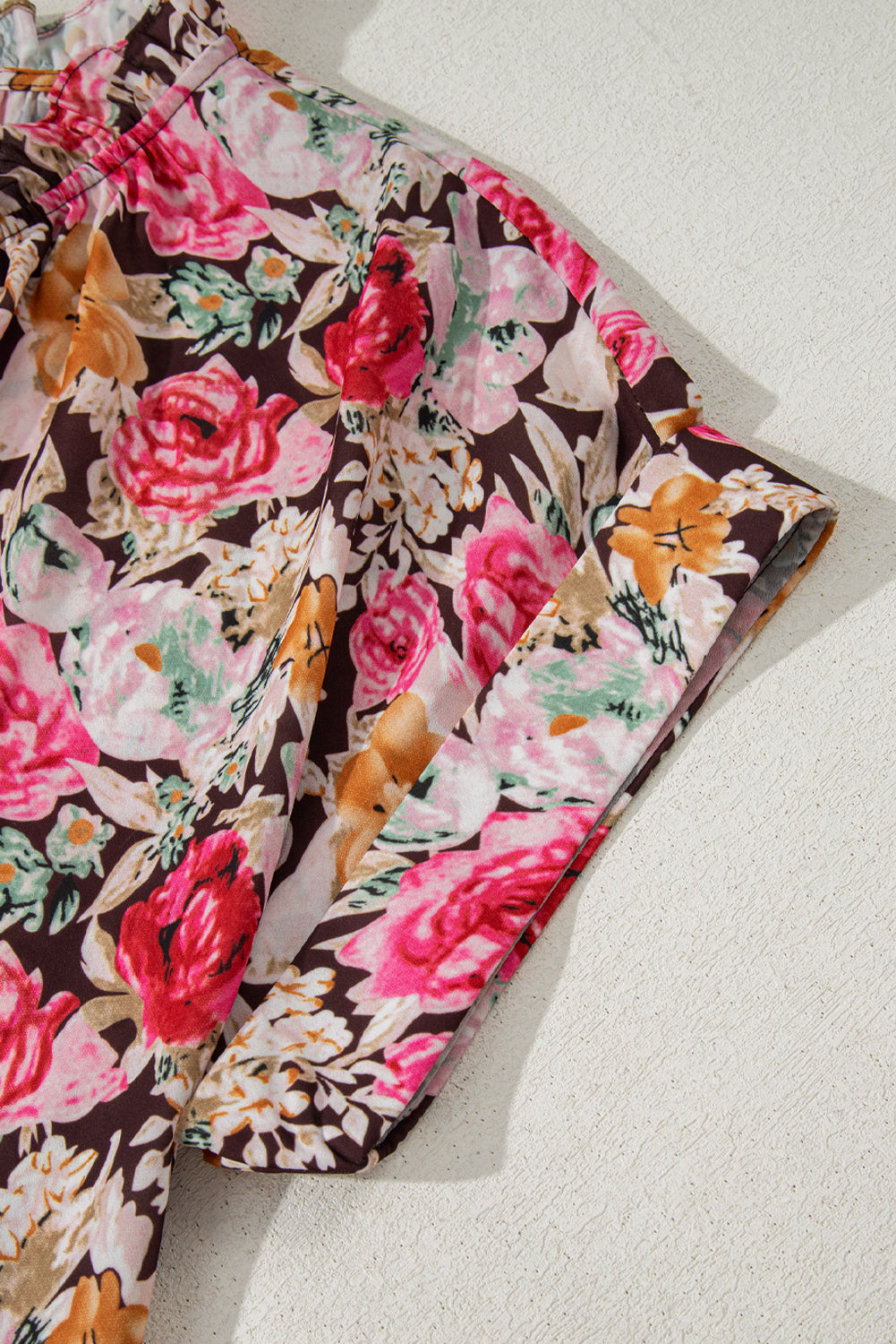 Folded Sleeve Floral Blouse