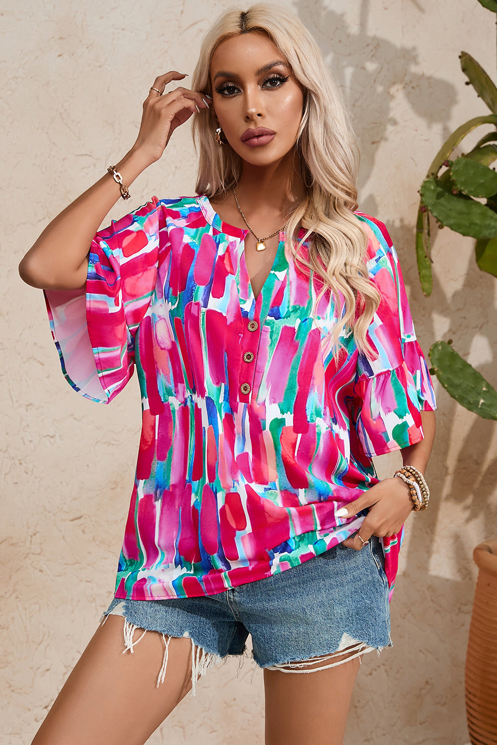 Arty Peplum Sleeve Blouse