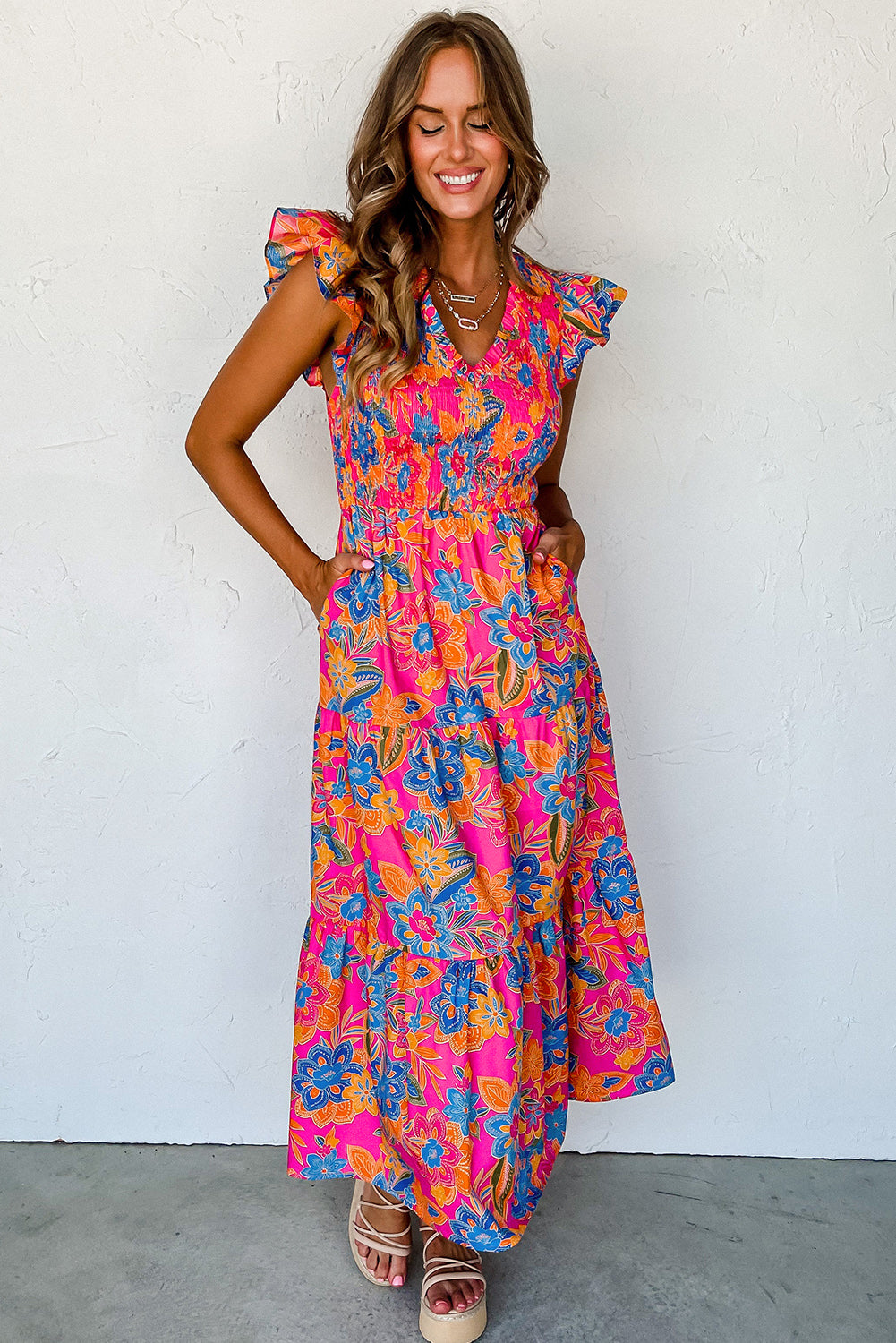 Ruffle-Sleeve Maxi Sun Dress