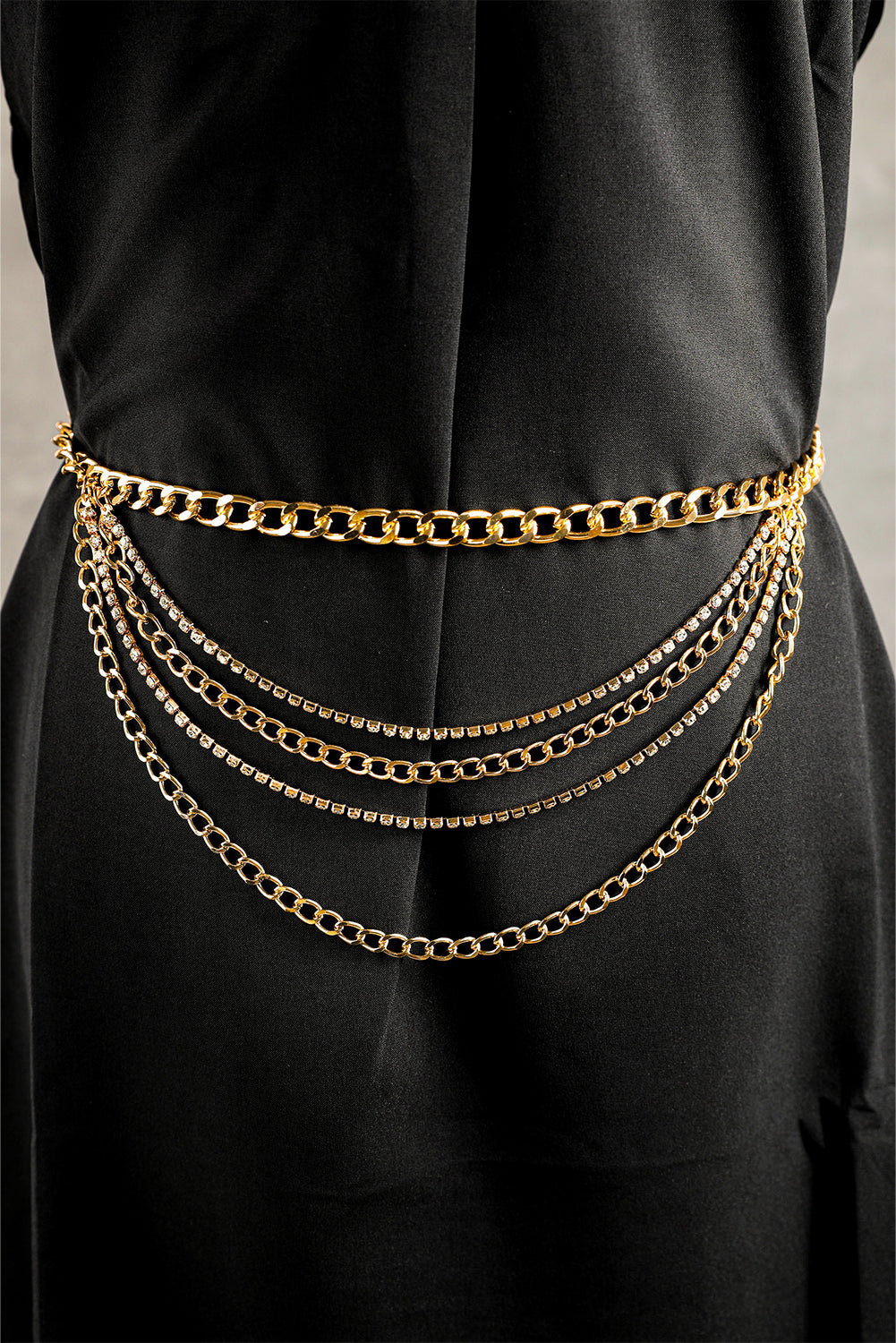 Gold Multi Layer Rhinestone Belt Chain