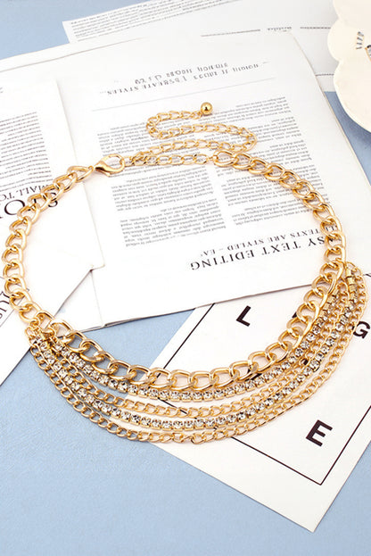 Gold Multi Layer Rhinestone Belt Chain