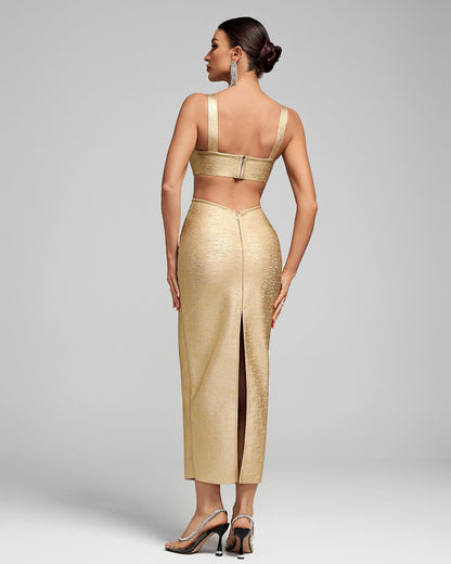 Ocstrade Women Gold Cocktail Dress