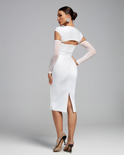 Ocstrade Women All-White Cocktail Dress