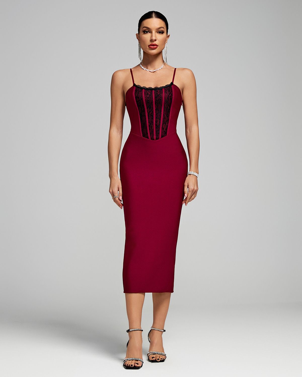 Ocstrade Women Burgundy Cocktail Dress