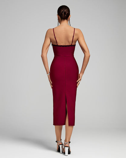 Ocstrade Women Burgundy Cocktail Dress