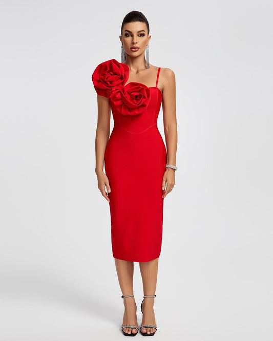 Ocstrade Women 3D Flower Red Cocktail Dress