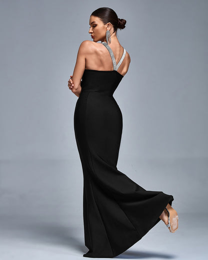 Silver Layered Halted Flared Dress