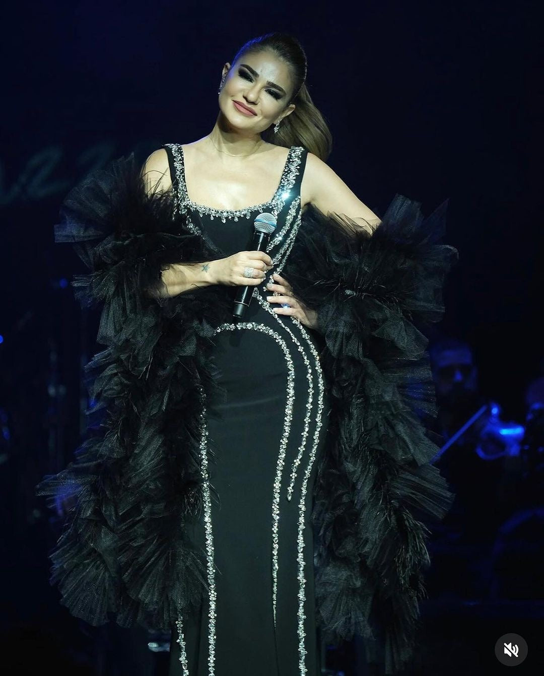 Silver Designed Black Dress