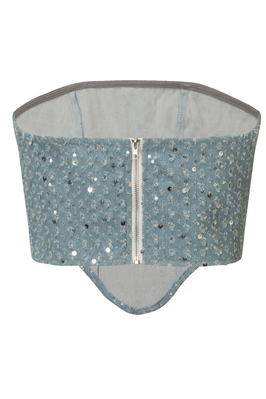 Metallic Denim Strapless Two-Piece