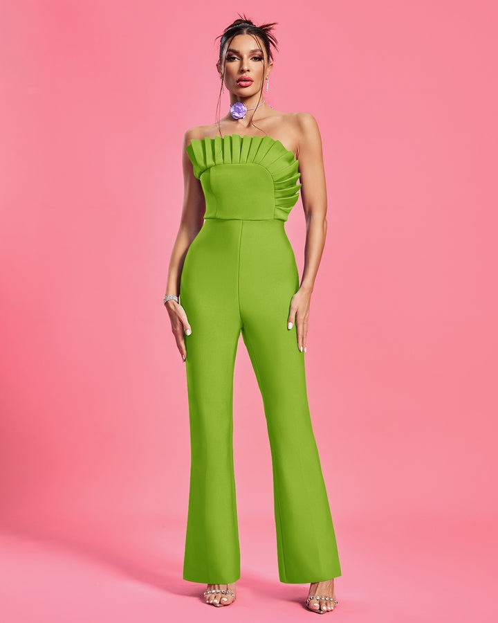 Pleated Front Wide Leg Jumpsuit