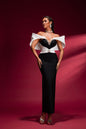 Lady Bold Wrapped Cape Black-White Dress