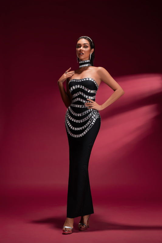 Chainy Silver Bodycon Dress