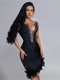 Party Ready Feather Bodycon Dress