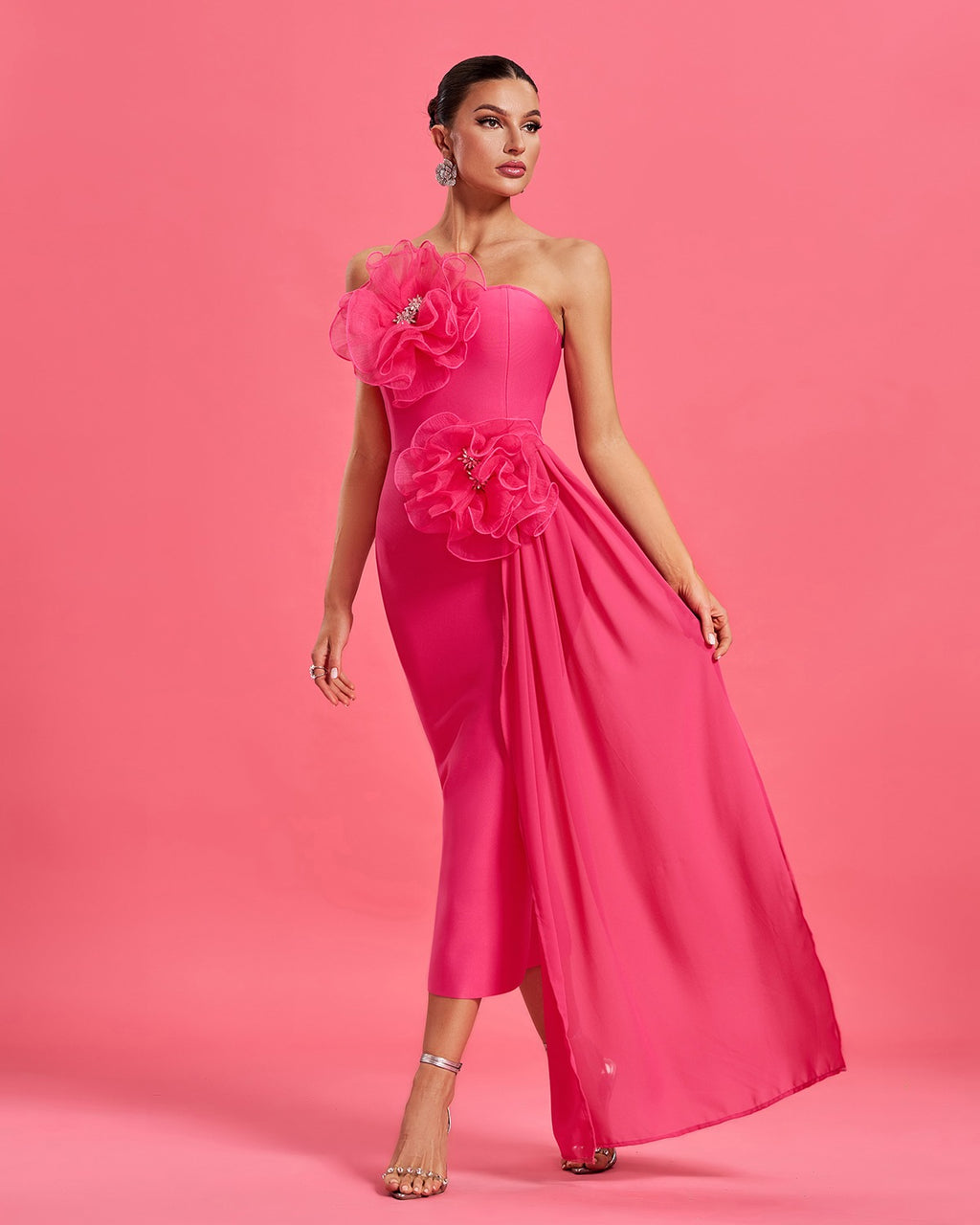 Bold and Ready Pink Strapless Dress