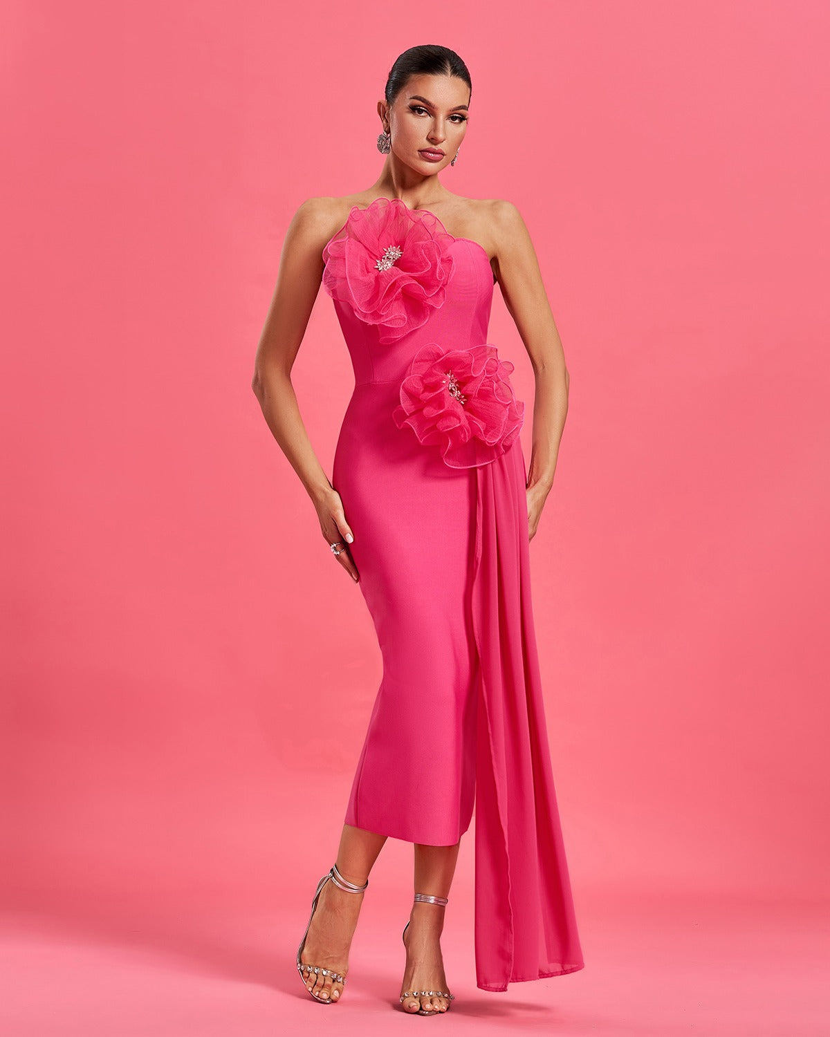 Bold and Ready Pink Strapless Dress