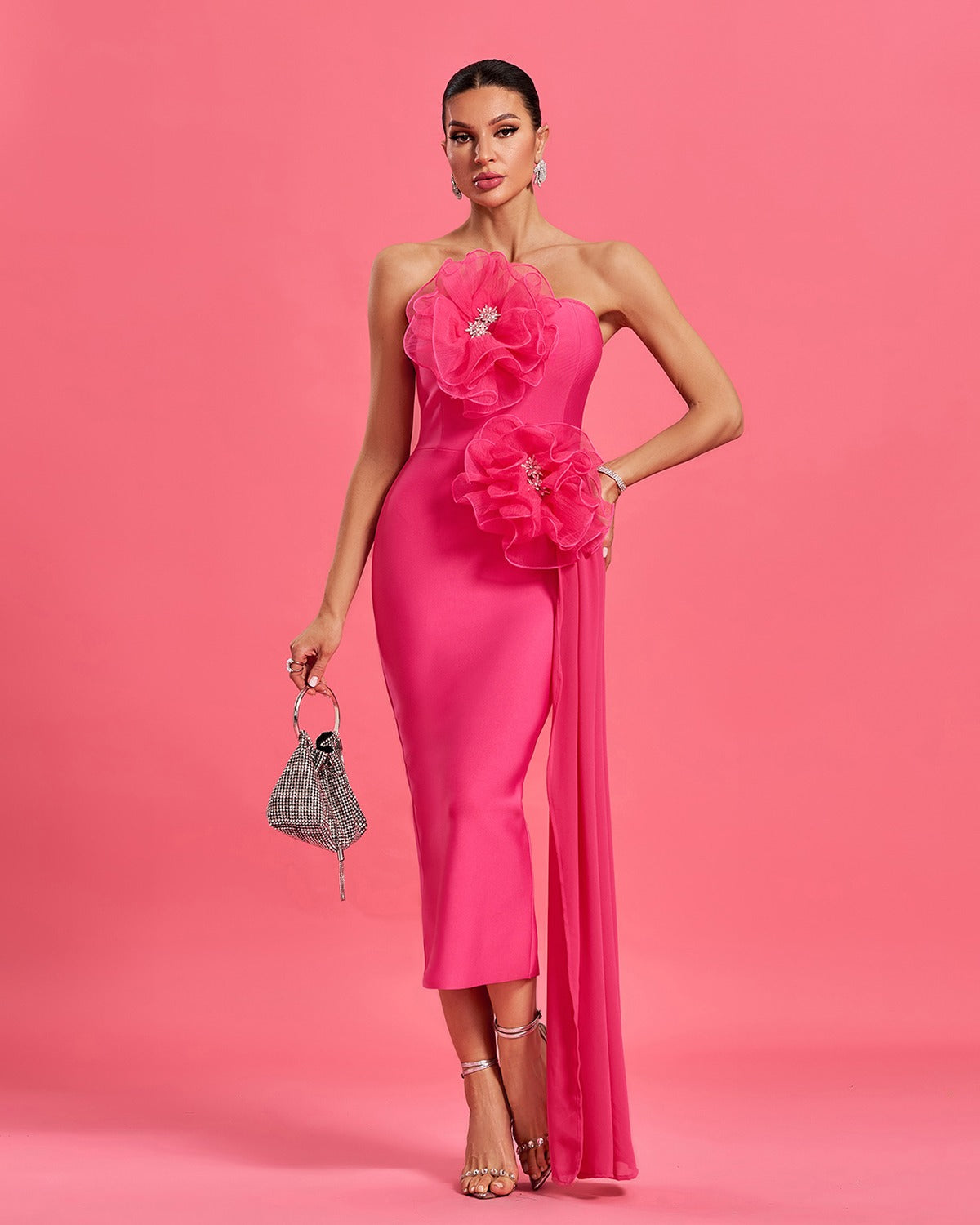 Bold and Ready Pink Strapless Dress