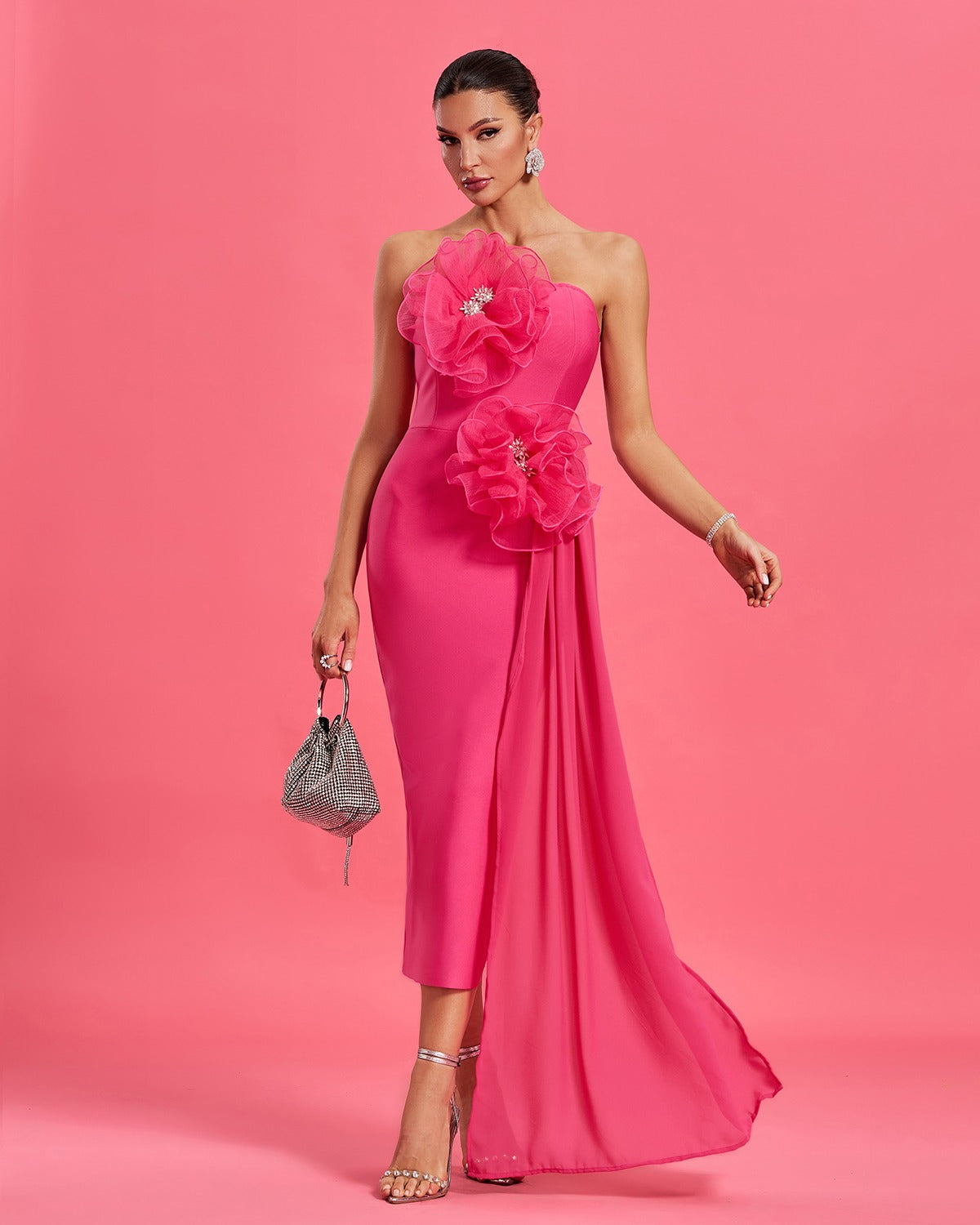 Bold and Ready Pink Strapless Dress