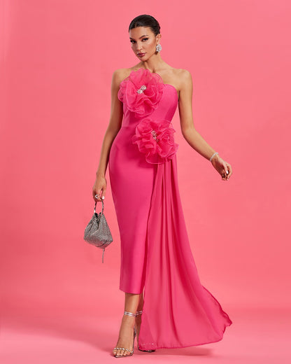 Bold and Ready Pink Strapless Dress