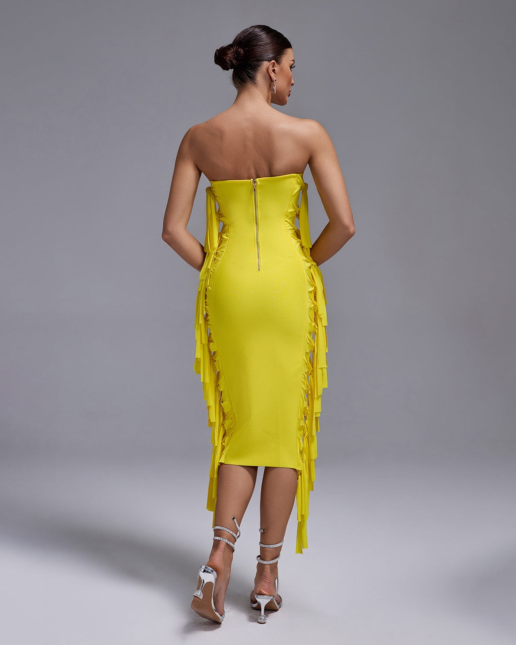 Fringed Bodycon Yellow Dress