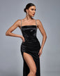 Elegant Front Gathered Slitted Dress