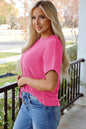 Summer Ready Folded Sleeve Pink Blouse
