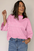 Back Case Stripped Pink-White Blouse