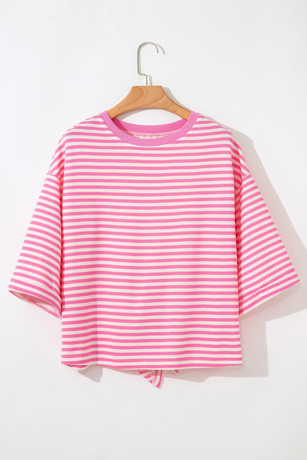 Back Case Stripped Pink-White Blouse