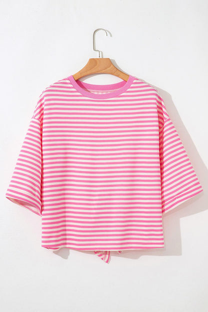 Back Case Stripped Pink-White Blouse