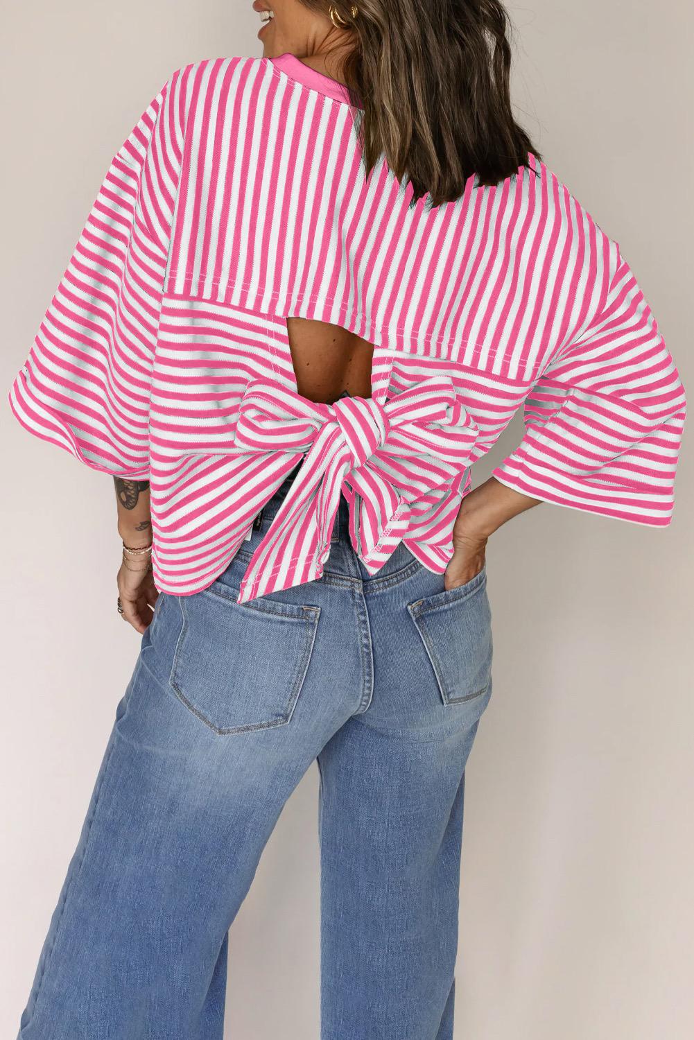 Back Case Stripped Pink-White Blouse