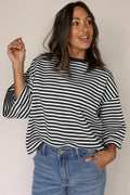 Back Case Stripped Black-White Blouse