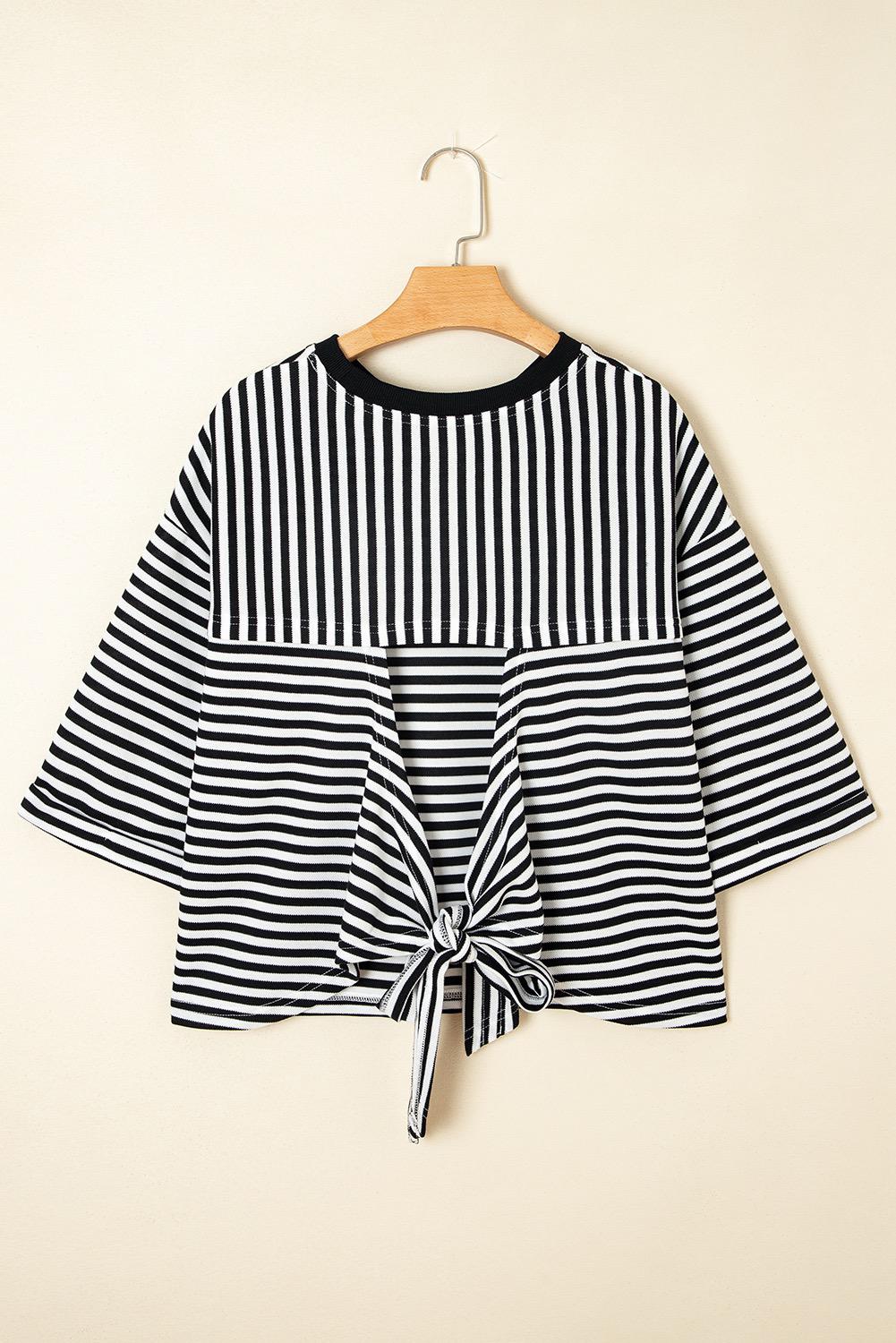 Back Case Stripped Black-White Blouse