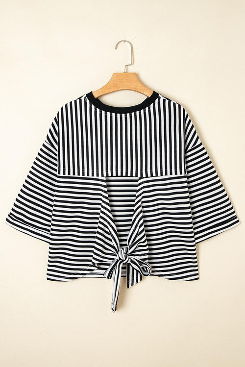 Back Case Stripped Black-White Blouse