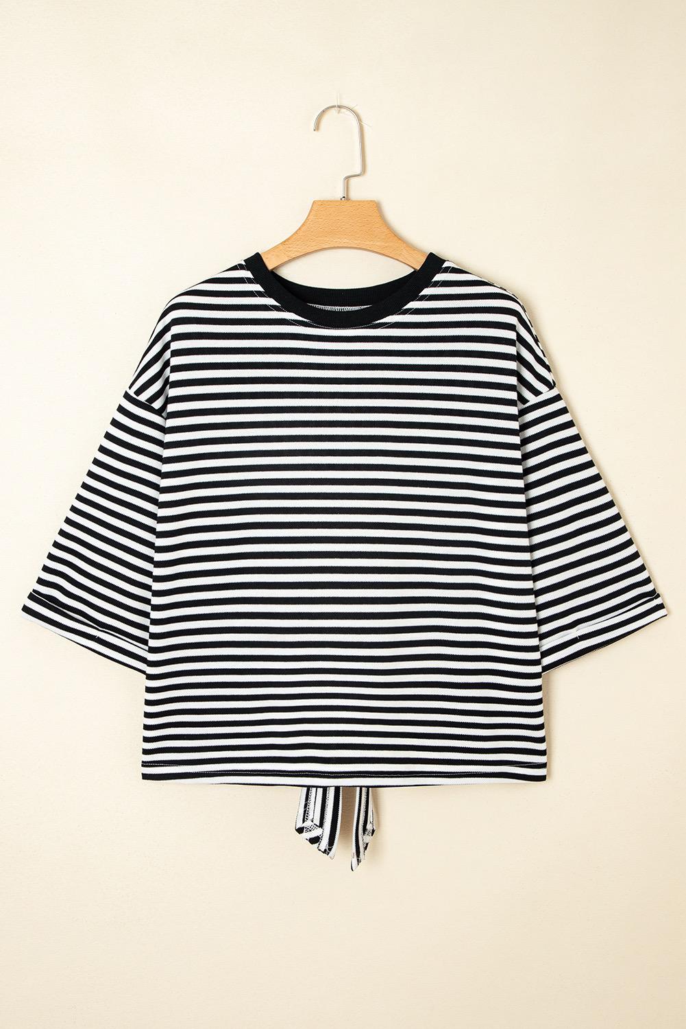 Back Case Stripped Black-White Blouse