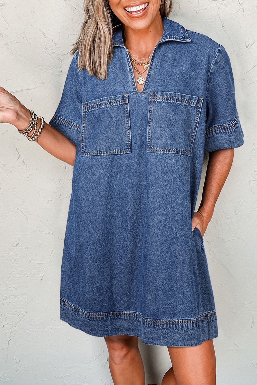 Luxury Denim Shirt Dress