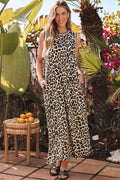 Leopard Print Straight Maxi Dress