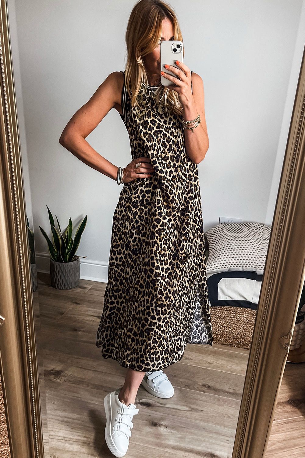 Leopard Print Straight Maxi Dress