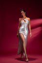 Silver Metallic Slitted Asymmetrical Dress