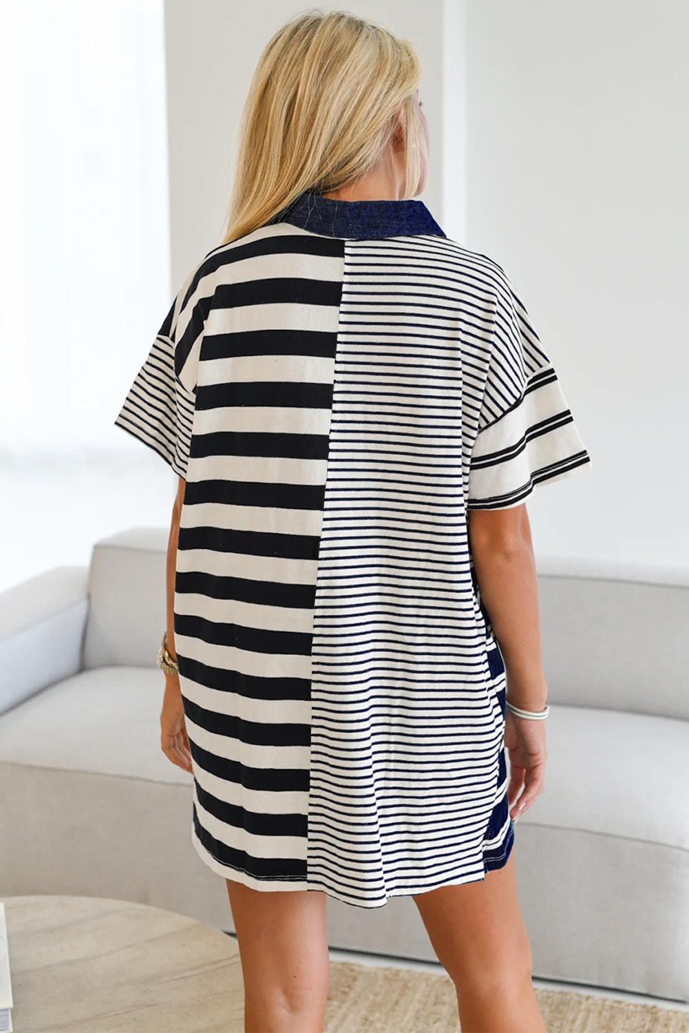 Buttoned Stripped Shirt Dress