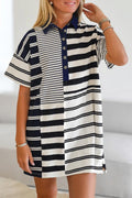 Buttoned Stripped Shirt Dress