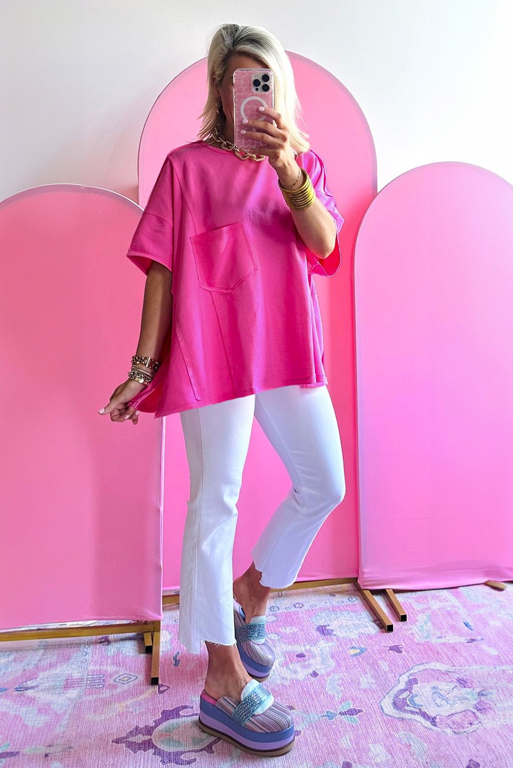 Airy Short Sleeve Pink T-shirt