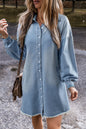 Long Sleeve Shirt Short Denim Dress