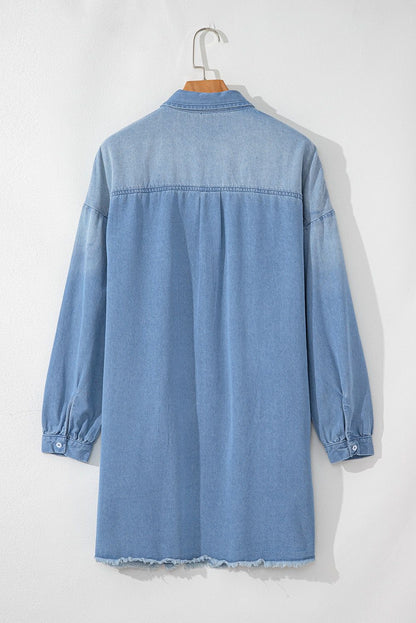 Long Sleeve Shirt Short Denim Dress