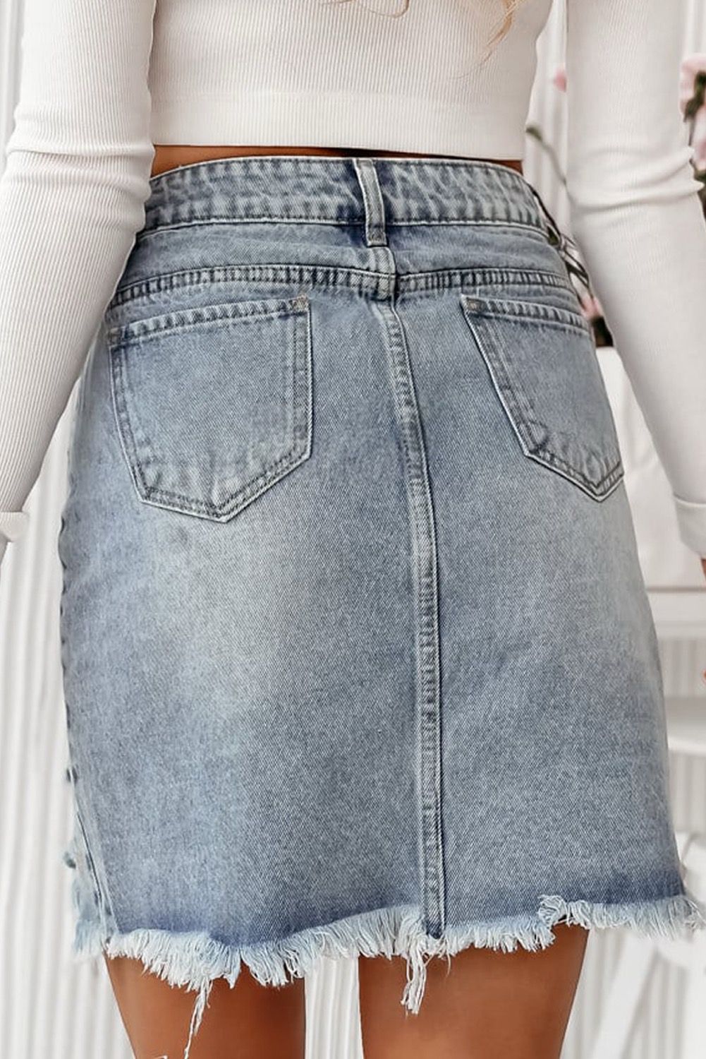 Distressed Love Denim Skirt