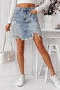 Distressed Love Denim Skirt